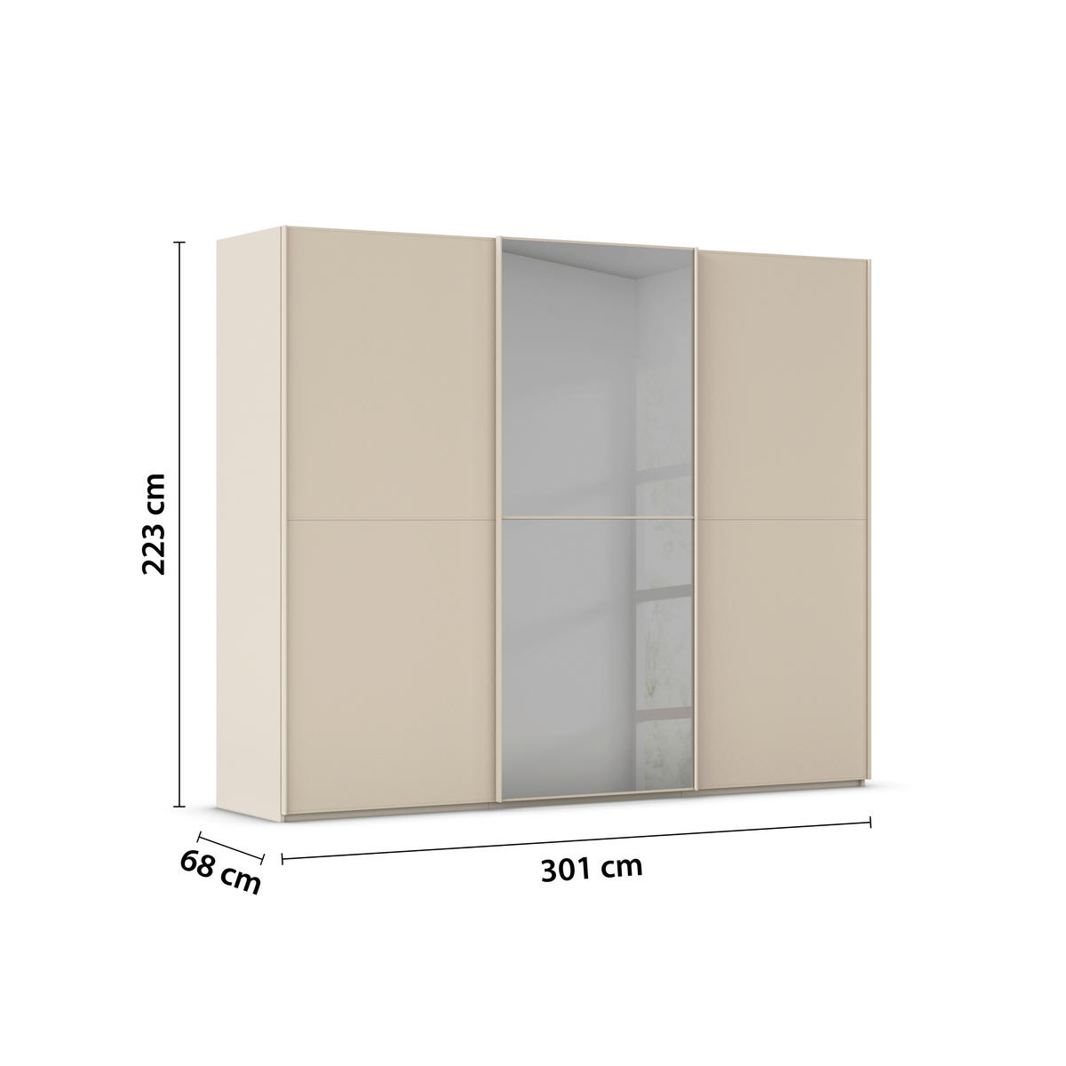SCHWEBETÜRENSCHRANK  in Champagner  - Champagner, KONVENTIONELL, Glas/Holzwerkstoff (301/223/68cm) - Novel