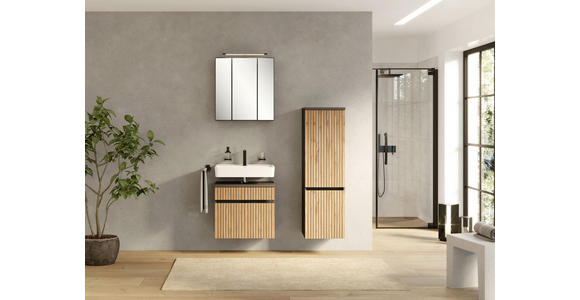 BADEZIMMER  in 100 cm  - Anthrazit/Eiche Wotan, KONVENTIONELL, Glas/Holzwerkstoff (100cm) - Xora