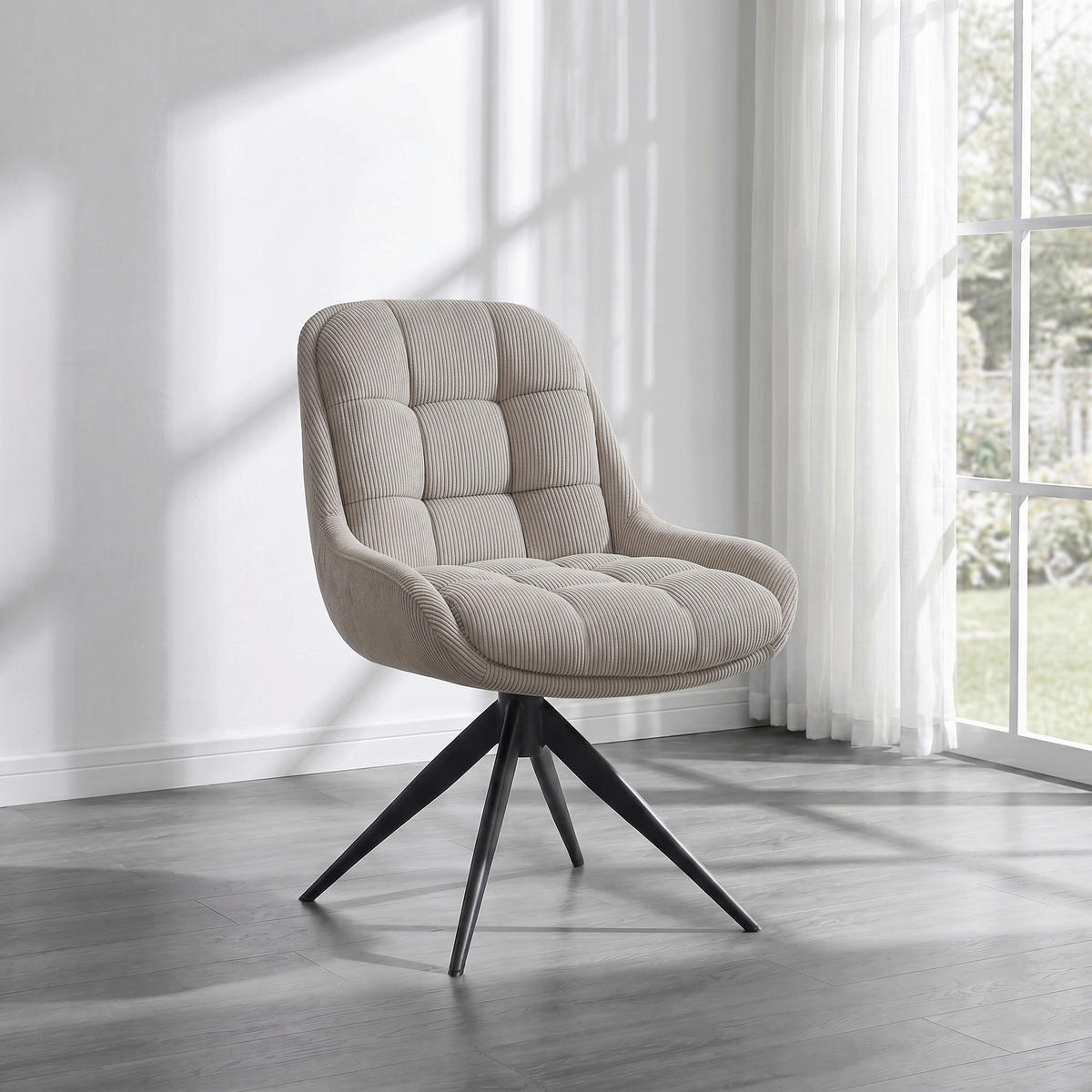 STUHL - Taupe/Schwarz, Design, Textil/Metall (58/85/70cm) - Johann Jakob