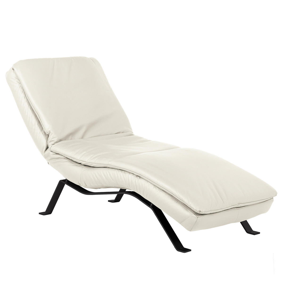 RELAXLIEGE Echtleder Weiß  - Schwarz/Weiß, Design, Leder/Metall (65/95/171cm) - Celina Home