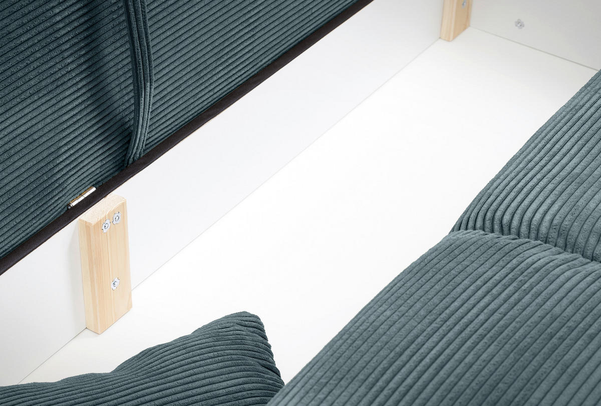 BIGSOFA in Cord Petrol  - Chromfarben/Petrol, Modern, Kunststoff/Textil (242/71/90/131cm) - Livetastic