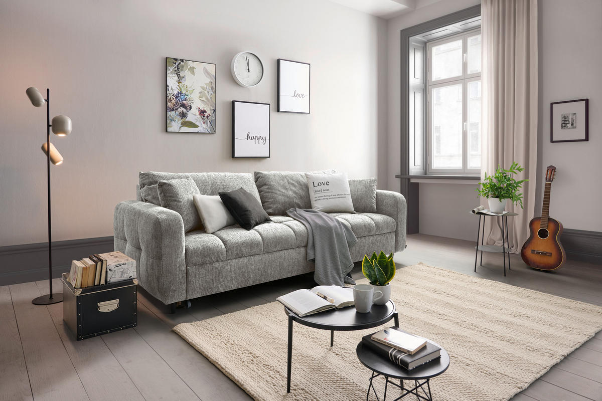 SCHLAFSOFA in Textil Dunkelgrau  - Dunkelgrau/Schwarz, Design, Holz/Textil (236/88/101cm) - Stylife