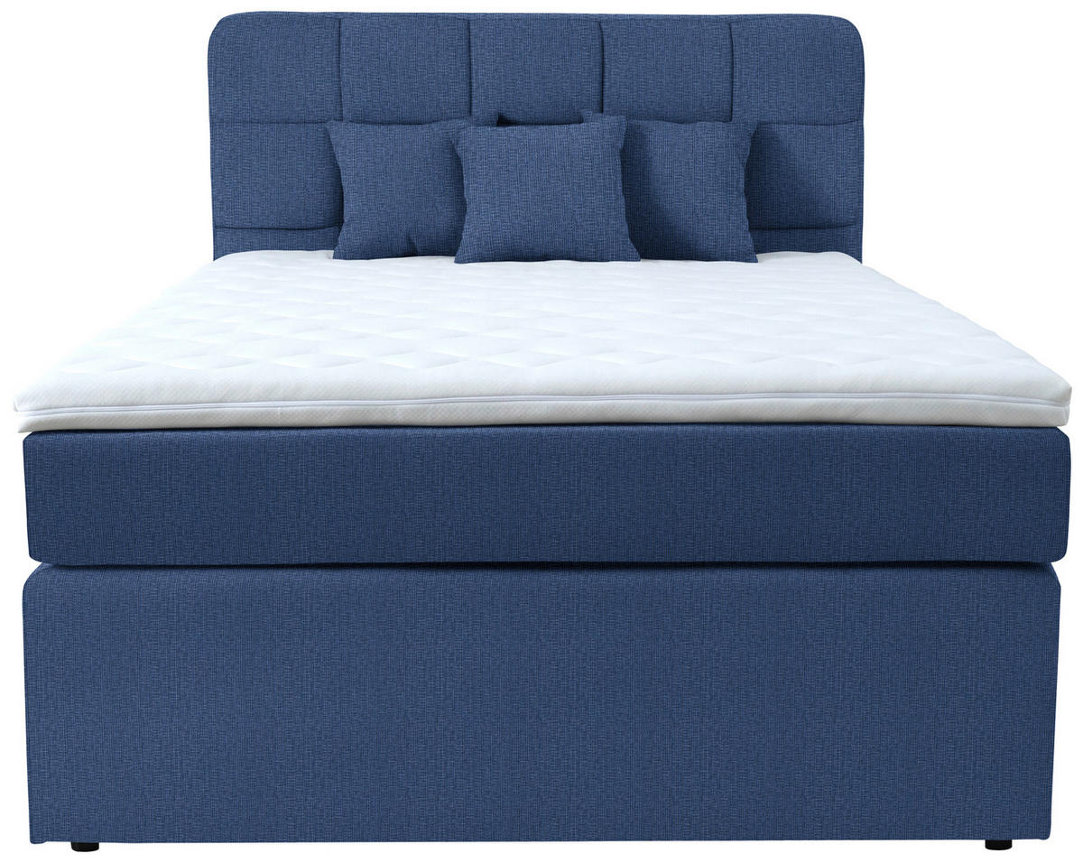 BOXSPRINGBETT 140/200 cm  in Blau  - Blau/Schwarz, Konventionell, Kunststoff/Textil (140/200cm) - Moderano