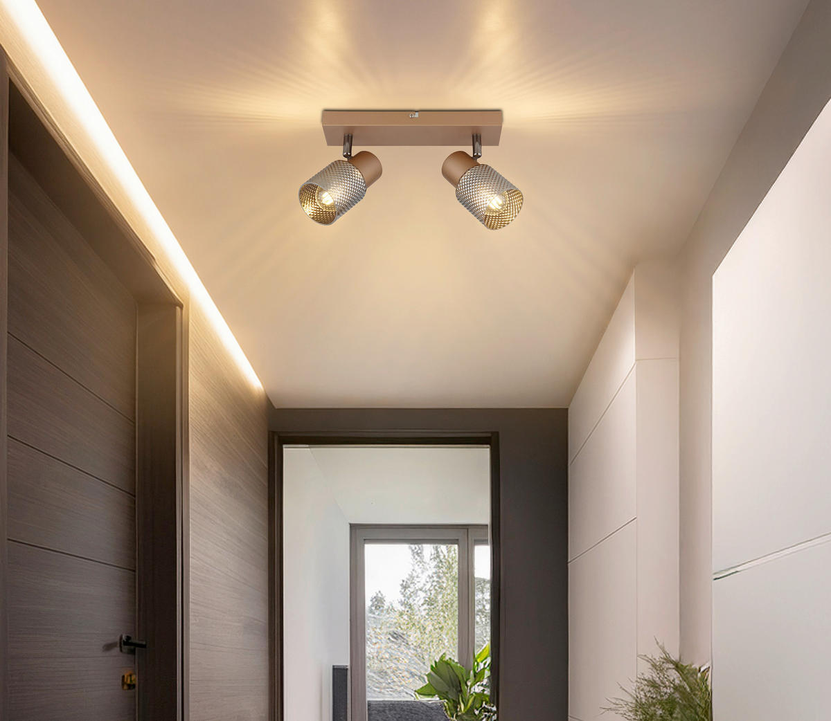 DECKENLEUCHTE 26/12/12,5 cm   - Cappuccino, Design, Glas/Metall (26/12/12,5cm) - Novel