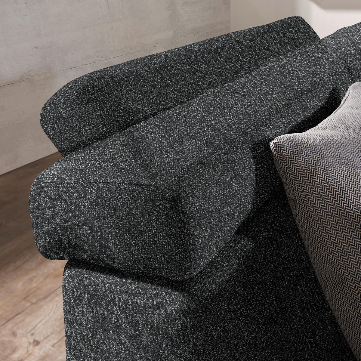 ECKSOFA  in Mikrovelours Anthrazit  288/205 cm  - Anthrazit/Alufarben, Design, Textil (288/205cm) - Sedda