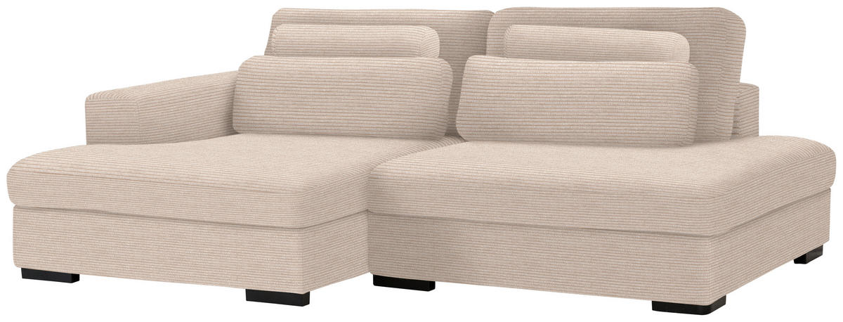 ECKSOFA in Cord, Velours Beige  - Beige/Schwarz, Design, Kunststoff/Textil (158/223cm) - Lomoco