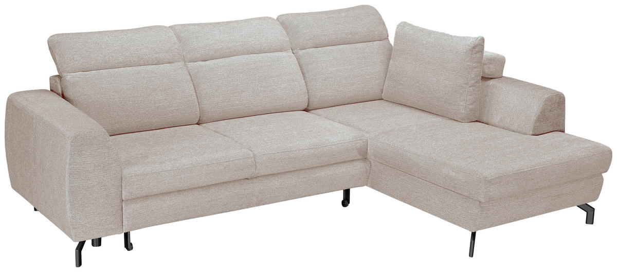 ECKSOFA Beige Chenille  - Beige/Schwarz, KONVENTIONELL, Textil/Metall (266/185cm) - Carryhome