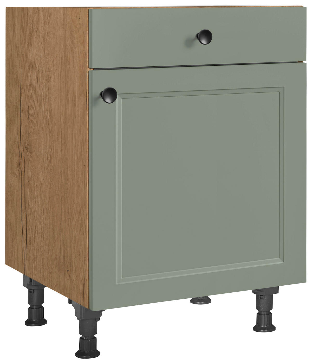 SCHUBKASTENUNTERSCHRANK 60/87/56 cm  in Grün, Eichefarben  - Eichefarben/Schwarz, MODERN, Holzwerkstoff/Metall (60/87/56cm) - Nobilia