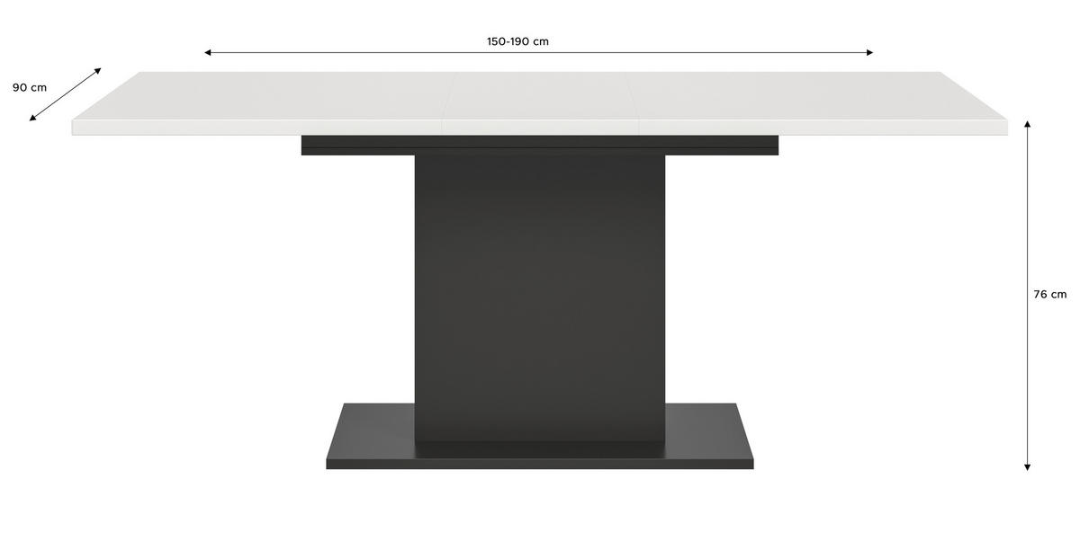 AUSZIEHTISCH Weiß rechteckig  ausziehbar  - Weiß/Grau, KONVENTIONELL, Holzwerkstoff (150-190/76/90cm)