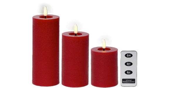 LED-KERZE - Rot, Basics, Kunststoff/Paraffin - Ambia Home