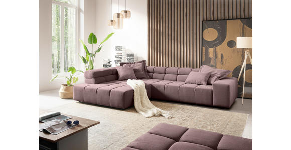 ECKSOFA  in Feincord Altrosa  215/319 cm  - Schwarz/Altrosa, Design, Kunststoff/Textil (215/319cm) - Hom`in