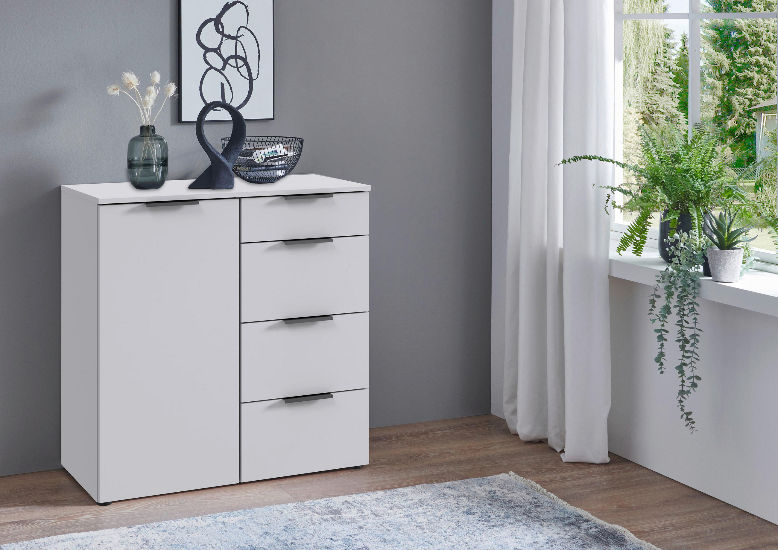 KOMMODE  in 81/92/41 cm  - Graphitfarben/Schwarz, Design, Holzwerkstoff/Kunststoff (81/92/41cm) - Boxxx