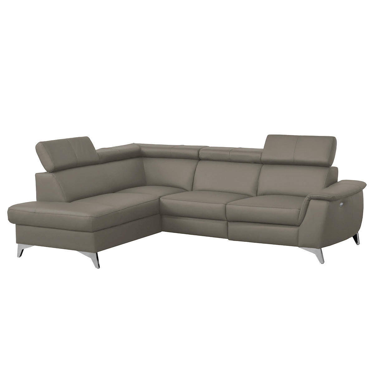 ECKSOFA Schlammfarben Echtleder Lederlook  - Chromfarben/Schlammfarben, Design, Leder/Textil (197/257cm) - Livetastic