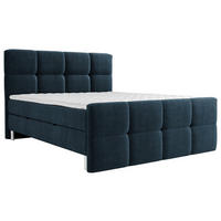 Pat Tip Boxspring Fără Arcuri, 160/200 cm, albastru, albastru închis - albastru/albastru închis, Modern, lemn/metal (160/200cm) - Esposa