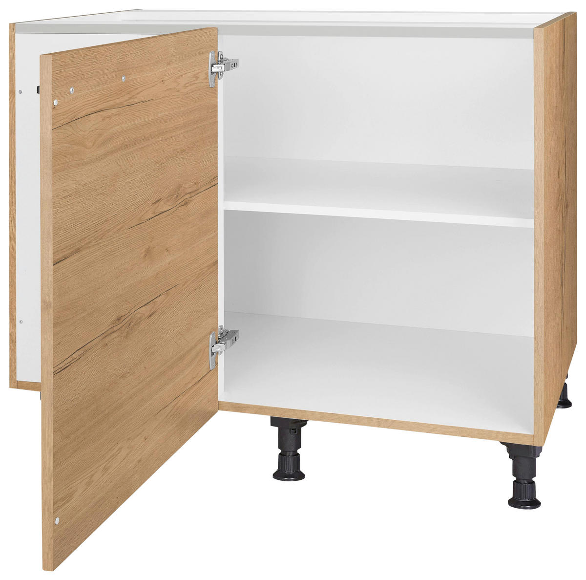 ECKUNTERSCHRANK 125/87/65 cm  - Eichefarben/Schwarz, MODERN, Holzwerkstoff/Metall (125/87/65cm) - Nobilia