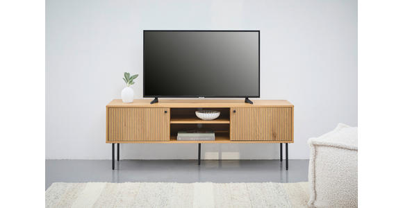 LOWBOARD Line 150/50/40 cm  Beimöbel erhältlich, stehend  - Eichefarben/Schwarz, Design, Holzwerkstoff/Metall (150/50/40cm) - Carryhome