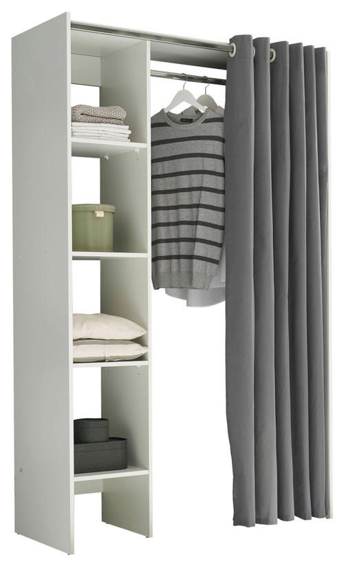 NYITOTT GARDRÓBSZEKRÉNY - tölgyfa/fehér, Basics, faalapú anyag/textil (120-157/195/50cm) - MID.YOU