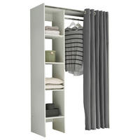 OFFENER KLEIDERSCHRANK 120-157/195/50 cm  in Grau, Weiß  - Eichefarben/Weiß, Basics, Holzwerkstoff/Textil (120-157/195/50cm) - MID.YOU