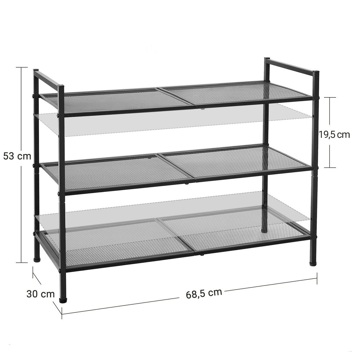 REGÁL NA BOTY, černá, 68,5/53/30 cm - černá, Basics, kov (68,5/53/30cm)