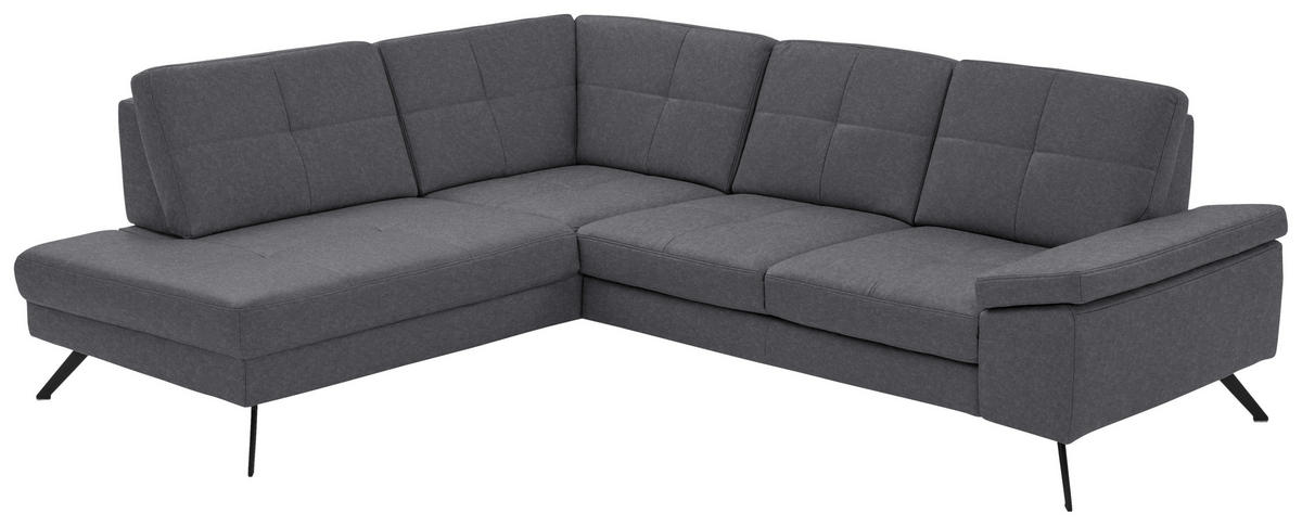 ECKSOFA in Lederlook, Mikrofaser Grau  - Schwarz/Grau, Design, Textil/Metall (194/261cm) - Beldomo System