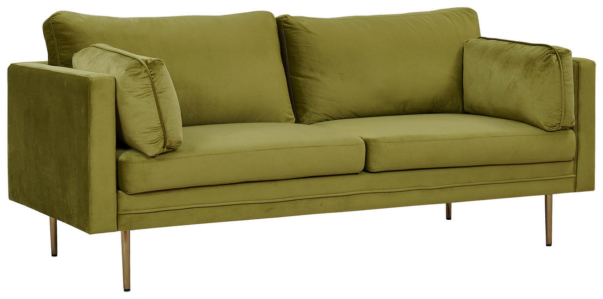2-SITS SOFFA i metall, textil grön, guldfärgad  - grön/guldfärgad, Design, metall/textil (203/84/90cm) - Livetastic