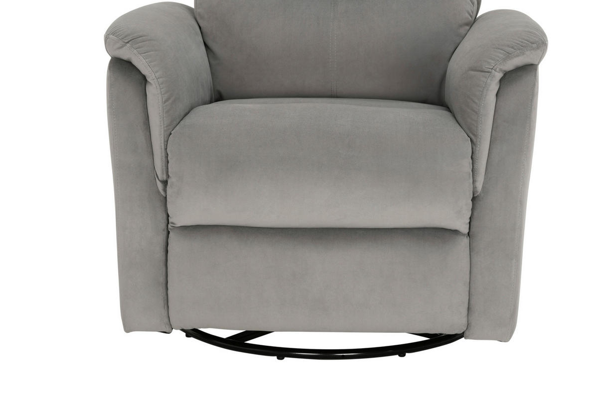 FERNSEHSESSEL  mit Samt Grau  - Schwarz/Grau, KONVENTIONELL, Textil/Metall (80/104-85/101-167cm) - MID.YOU