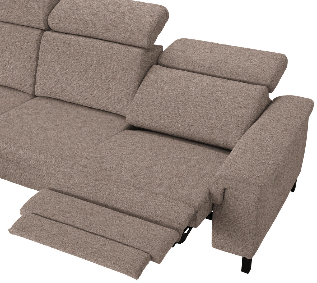 ECKSOFA in Flachgewebe Taupe  - Taupe/Schwarz, Konventionell, Textil/Metall (182/304cm) - Pure Home Comfort