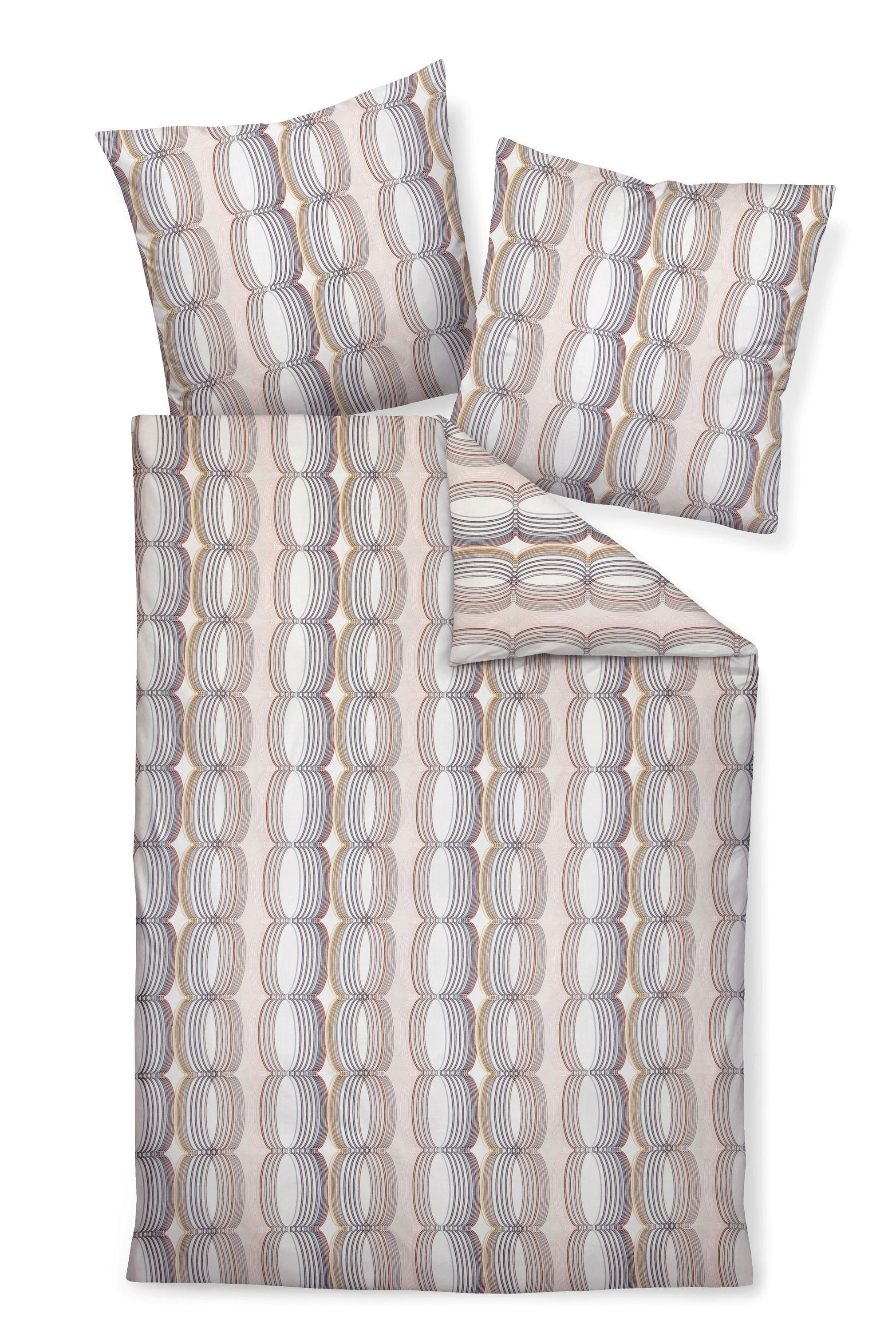 BETTWÄSCHE MOMENTS Makosatin 135/200 cm  - Blau/Koralle, Basics, Textil (135/200cm) - Janine