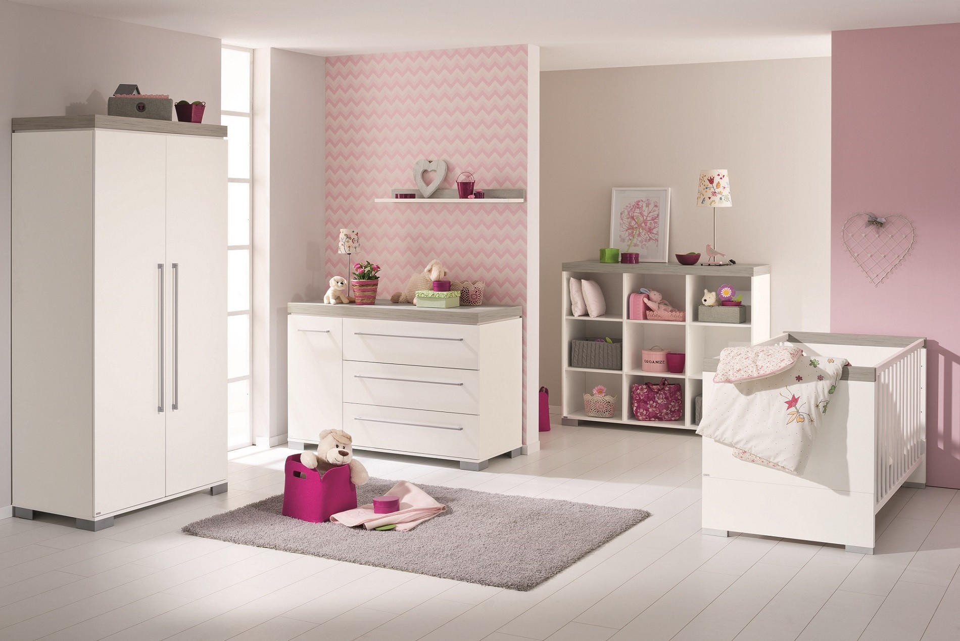 WICKELKOMMODE Kira Weiß, Eichefarben  - Eichefarben/Silberfarben, KONVENTIONELL, Holzwerkstoff/Metall (135,3/90,3/55,6cm) - Paidi