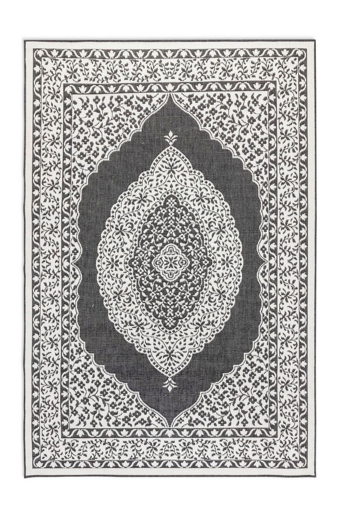 OUTDOORTEPPICH 200/290 cm Gemini Schwarz, Weiß  - Schwarz/Weiß, Design, Kunststoff (200/290cm)