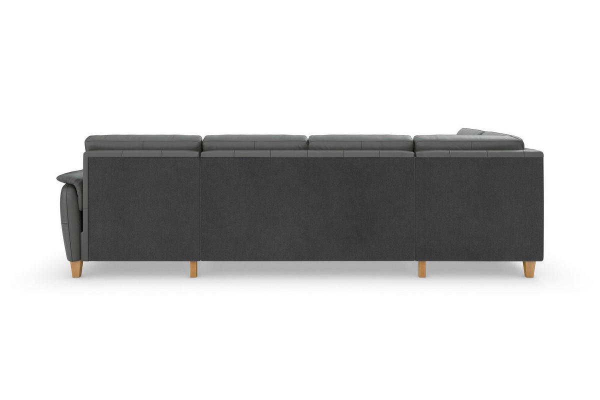 SEDACIA SÚPRAVA, koža, antracitová - farba duba/antracitová, Basics, koža/drevo (212/308/163cm) - Sit & More