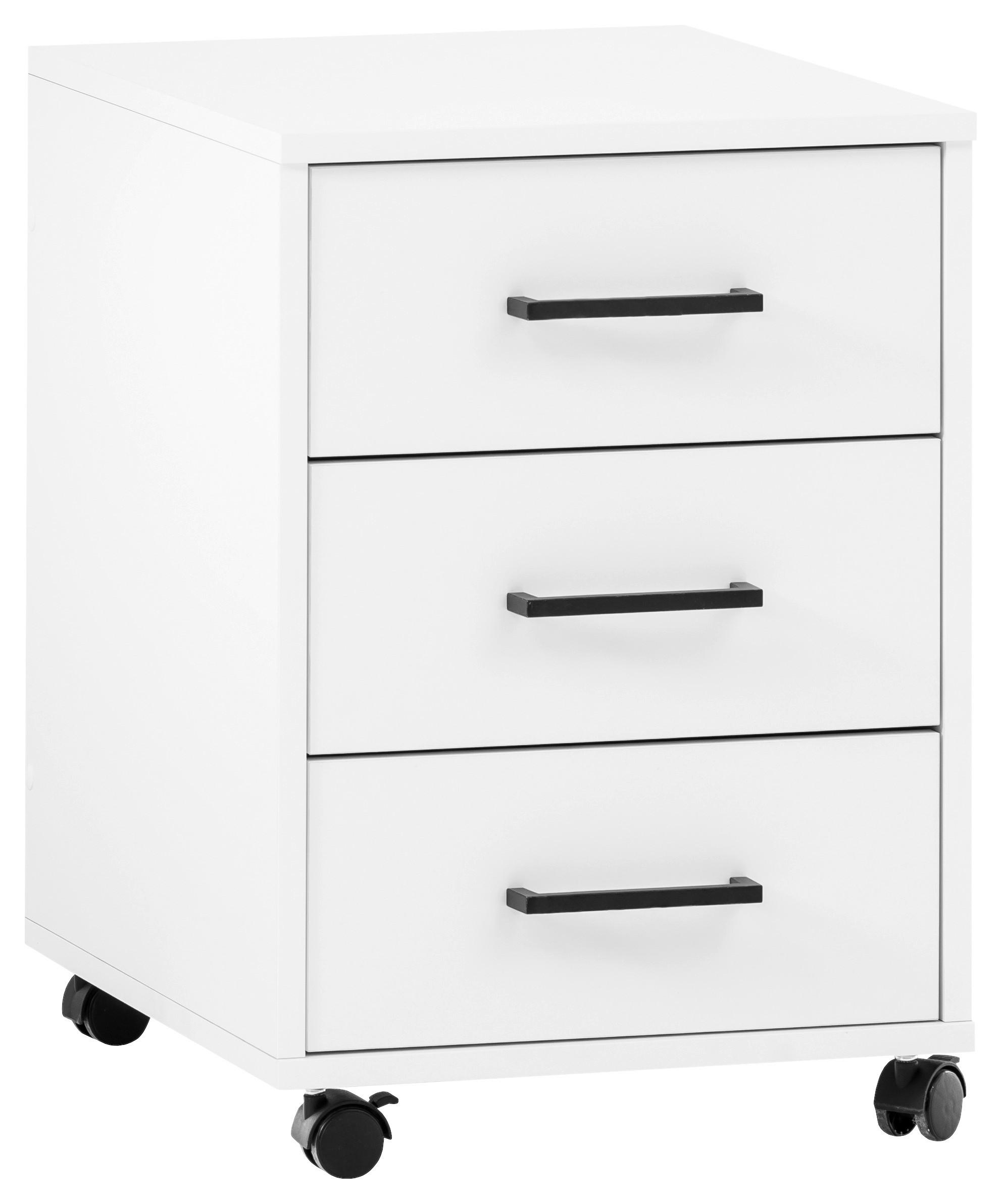 ROLLCONTAINER Weiß  - Schwarz/Weiß, MODERN, Holzwerkstoff/Kunststoff (40,1/57/50cm) - MID.YOU