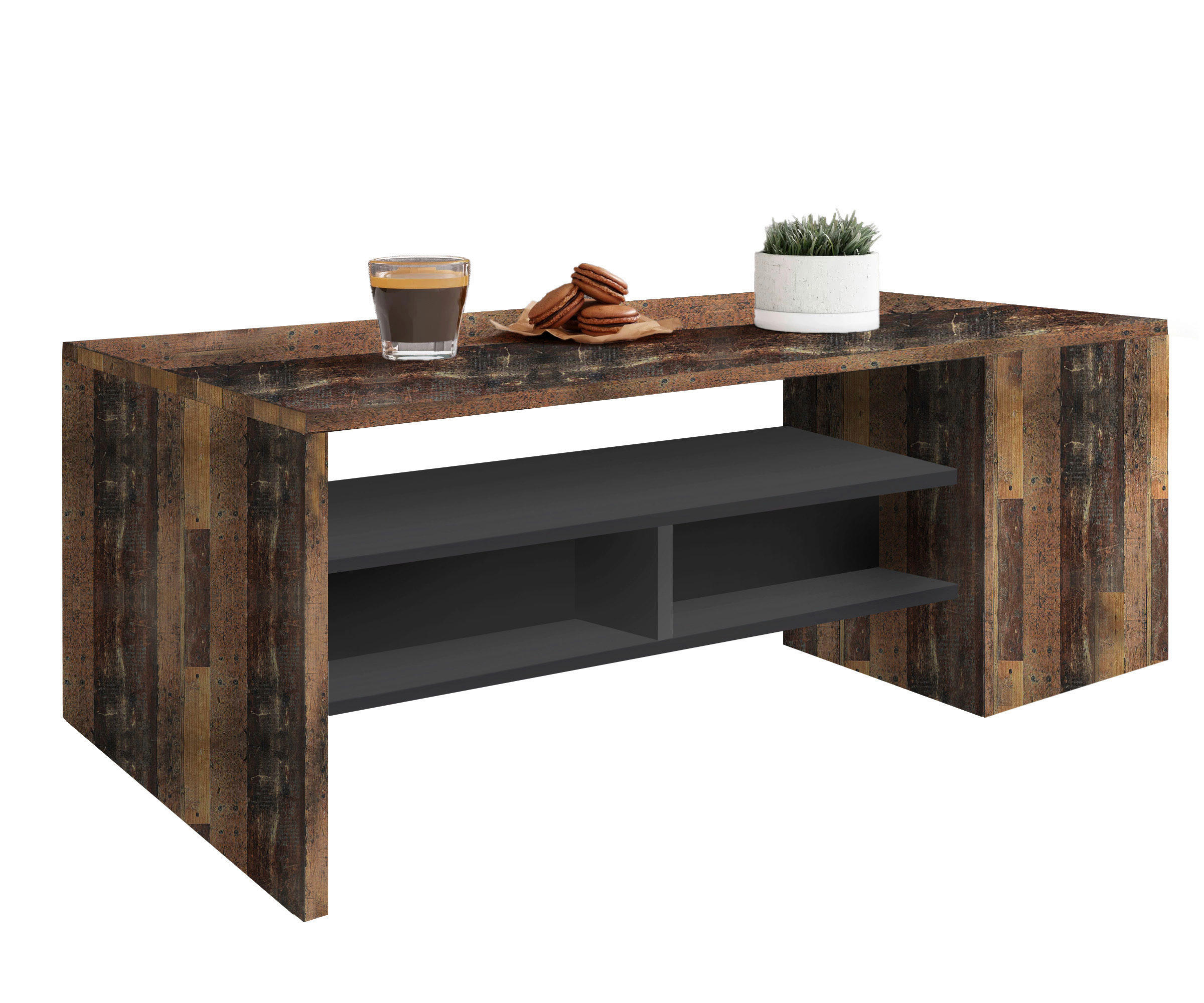 KLUB STOČIĆ 110/45,5/60 cm  antracit, stari hrast  - stari hrast/antracit, Dizajnerski, pločasti materijal (110/45,5/60cm) - Cantus