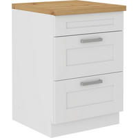 KÜCHENUNTERSCHRANK 60/86/60 cm  in Weiß  - Silberfarben/Eiche Artisan, ROMANTIK / LANDHAUS, Holzwerkstoff/Metall (60/86/60cm) - MID.YOU