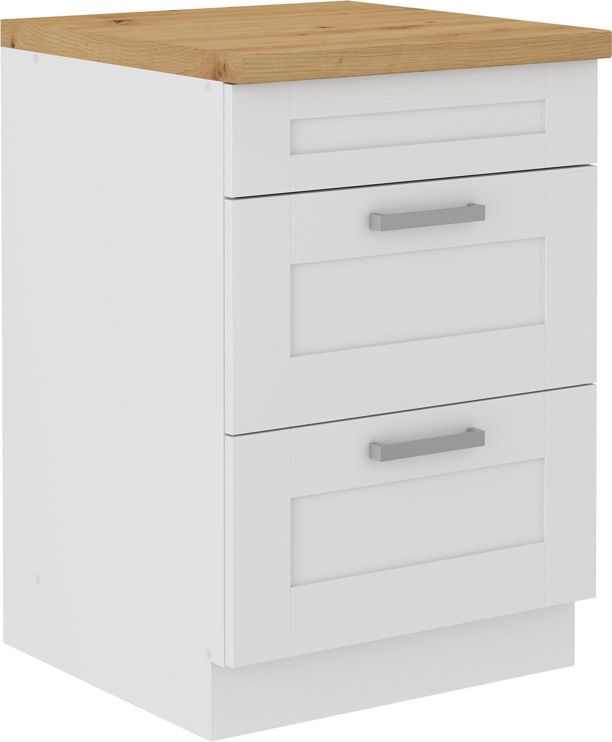 KÜCHENUNTERSCHRANK 60/86/60 cm  in Weiß  - Silberfarben/Eiche Artisan, ROMANTIK / LANDHAUS, Holzwerkstoff/Metall (60/86/60cm) - MID.YOU