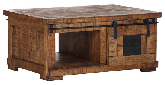 COUCHTISCH Mangoholz massiv 100/70/45 cm rechteckig Naturfarben, Schwarz  - Schwarz/Naturfarben, KONVENTIONELL, Holz/Holzwerkstoff (100/70/45cm) - Landscape