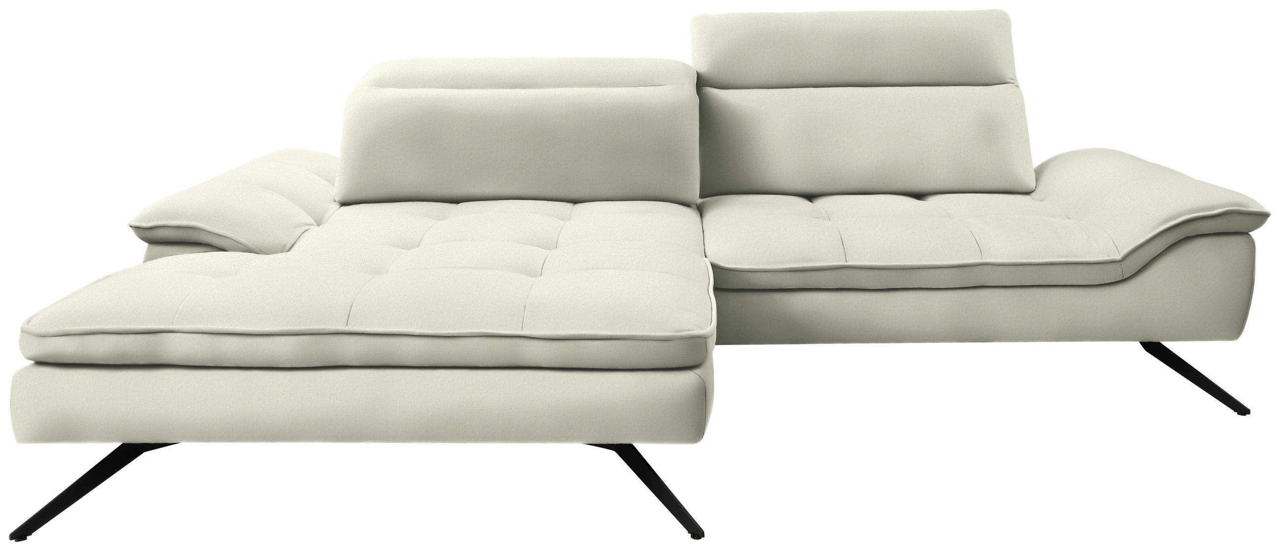 ECKSOFA in Chenille Creme  - Creme/Schwarz, Design, Textil/Metall (179-202/288cm) - Stylife