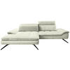 ECKSOFA in Chenille Creme  - Creme/Schwarz, Design, Textil/Metall (179-202/288cm) - Stylife