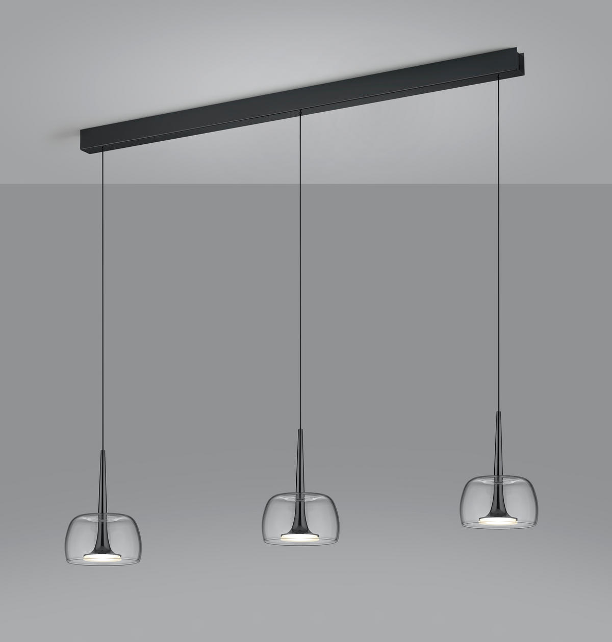 LED-HÄNGELEUCHTE Flute 110/7/200 cm   - Schwarzchrom, Design, Glas/Kunststoff (110/7/200cm) - Helestra