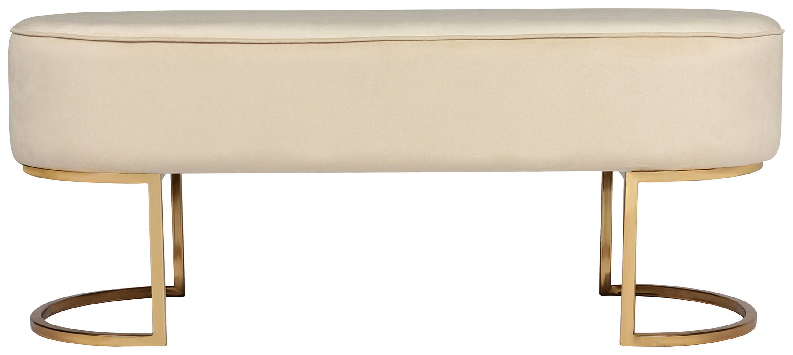 SITZBANK in Textil Creme  - Goldfarben/Creme, Design, Textil/Metall (40/42/105cm) - Kayoom