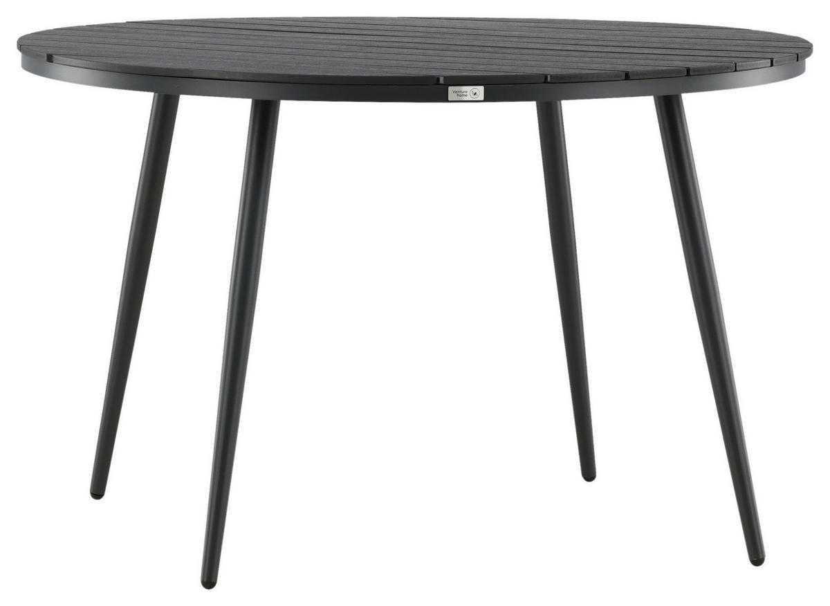 GARTENTISCH Metall, Kunststoff Schwarz rund  - Schwarz, KONVENTIONELL, Kunststoff/Metall (120/74cm) - Gardenson