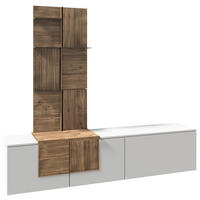WOHNWAND VLACERA LIVING  in Weiß, Wildeiche  224/198/45 cm  - Wildeiche/Weiß, Design, Glas/Holz (224/198/45cm) - Voglauer