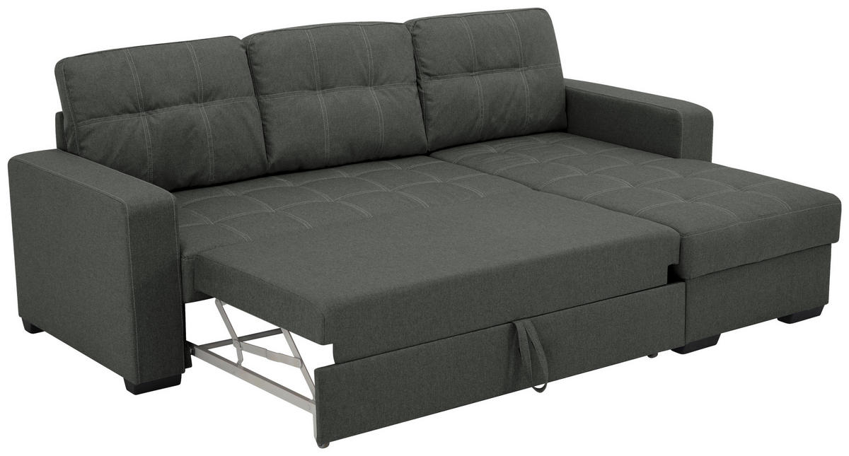 HÖRNBÄDDSOFFA i mikrofiber grafitfärgad  - vit/grafitfärgad, Design, textil/plast (240/160cm) - Livetastic