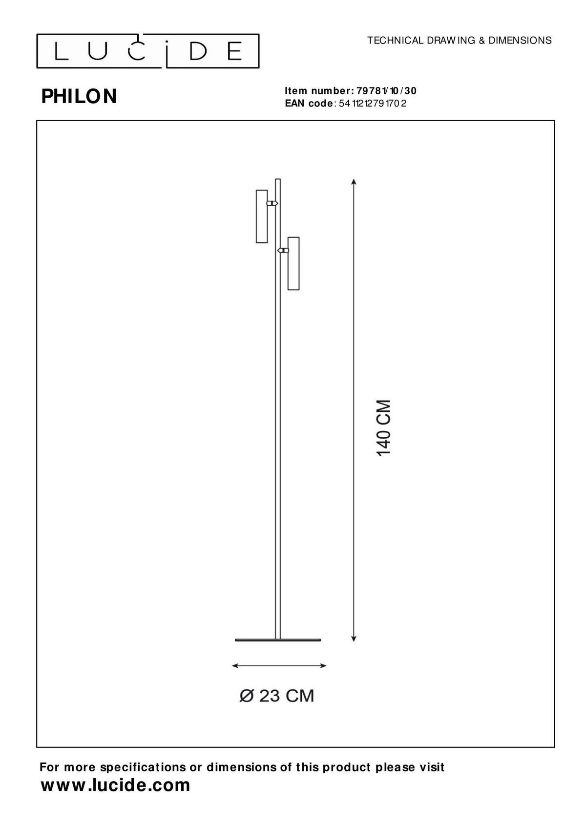 LED-STEHLEUCHTE 23/23/140 cm    - KONVENTIONELL, Glas (23/23/140cm) - Lucide