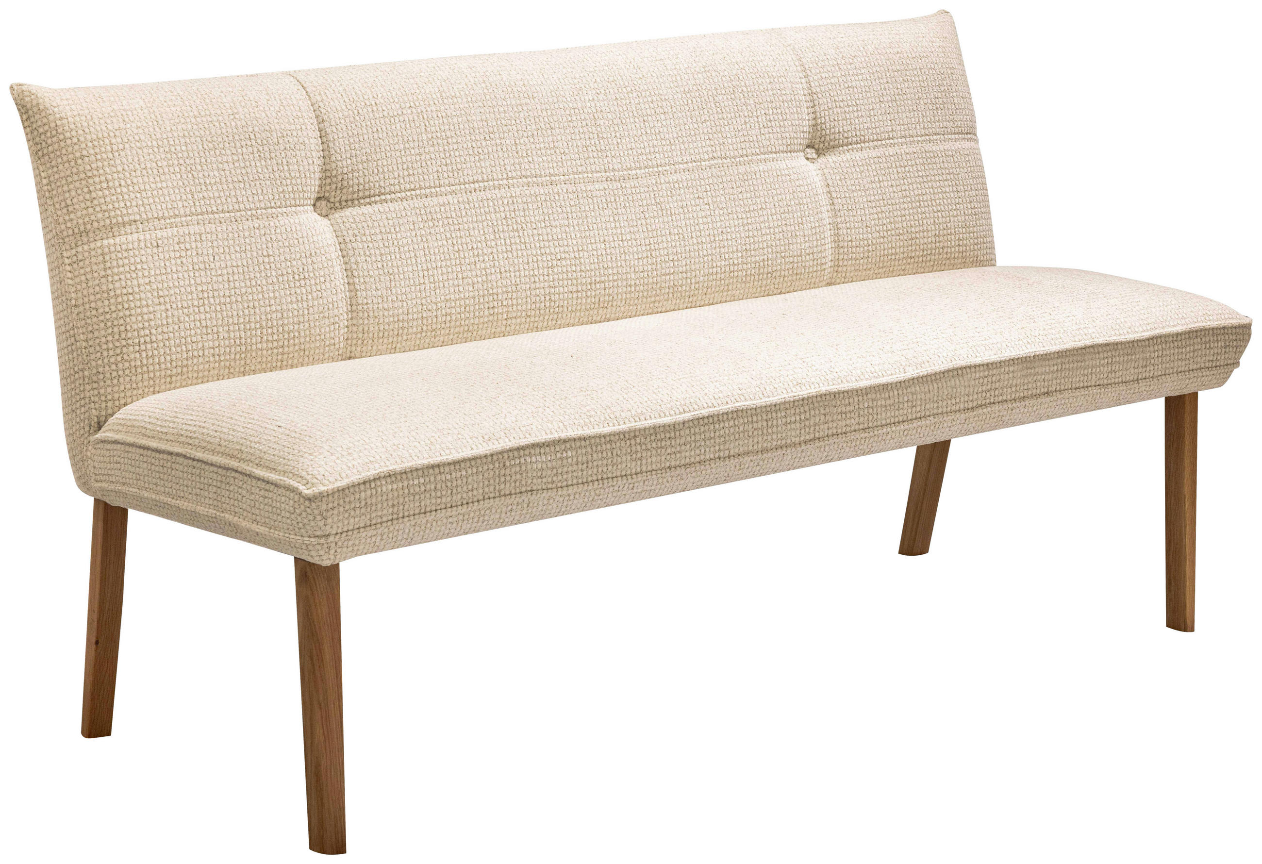 SITZBANK 160/85/66 cm Webstoff Eichefarben, Beige Eiche vollmassiv  - Eichefarben/Beige, Design, Holz/Textil (160/85/66cm) - Valdera