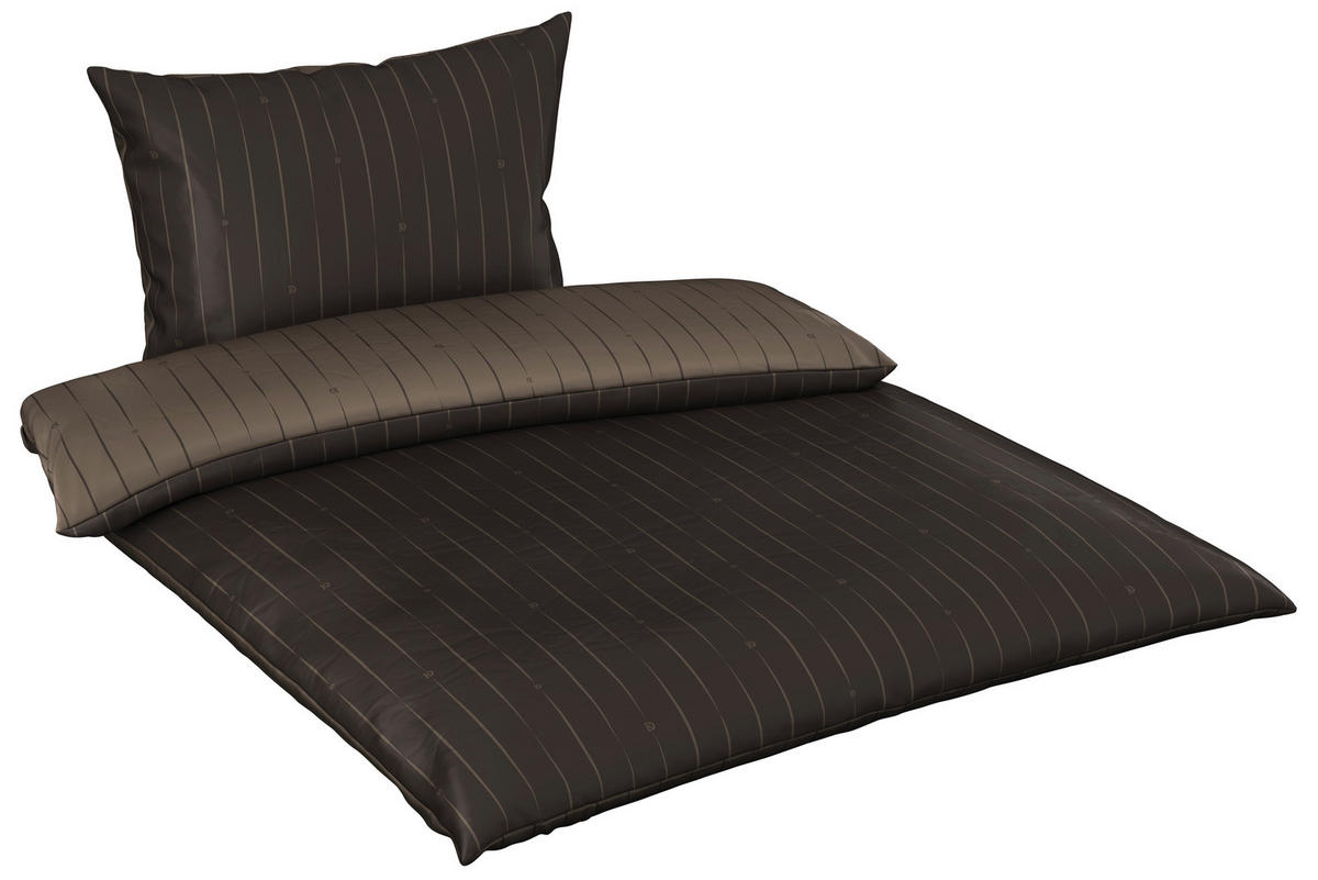 BETTWÄSCHESET STRIPES DK Satin 160/210 cm  65 cm/100 cm  - Braun, Design, Textil (160/210cm) - Dieter Knoll