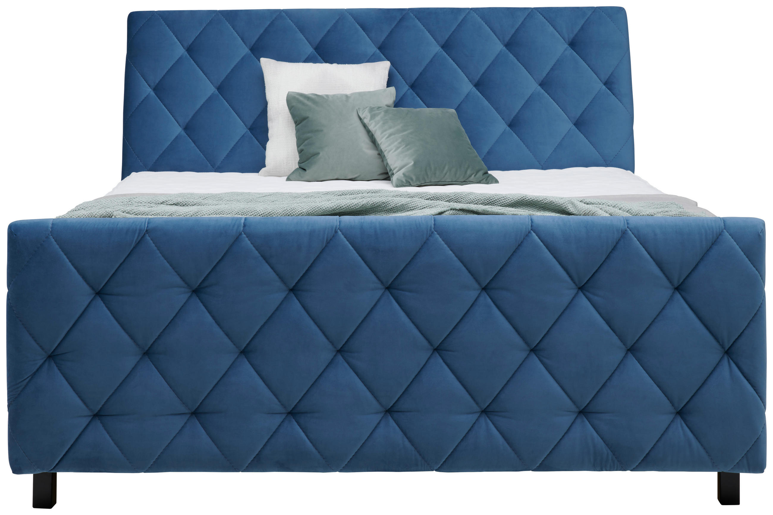 BOXSPRINGBETT 180/200 cm  in Blau  - Blau/Schwarz, KONVENTIONELL, Holz/Textil (180/200cm) - Ti'me