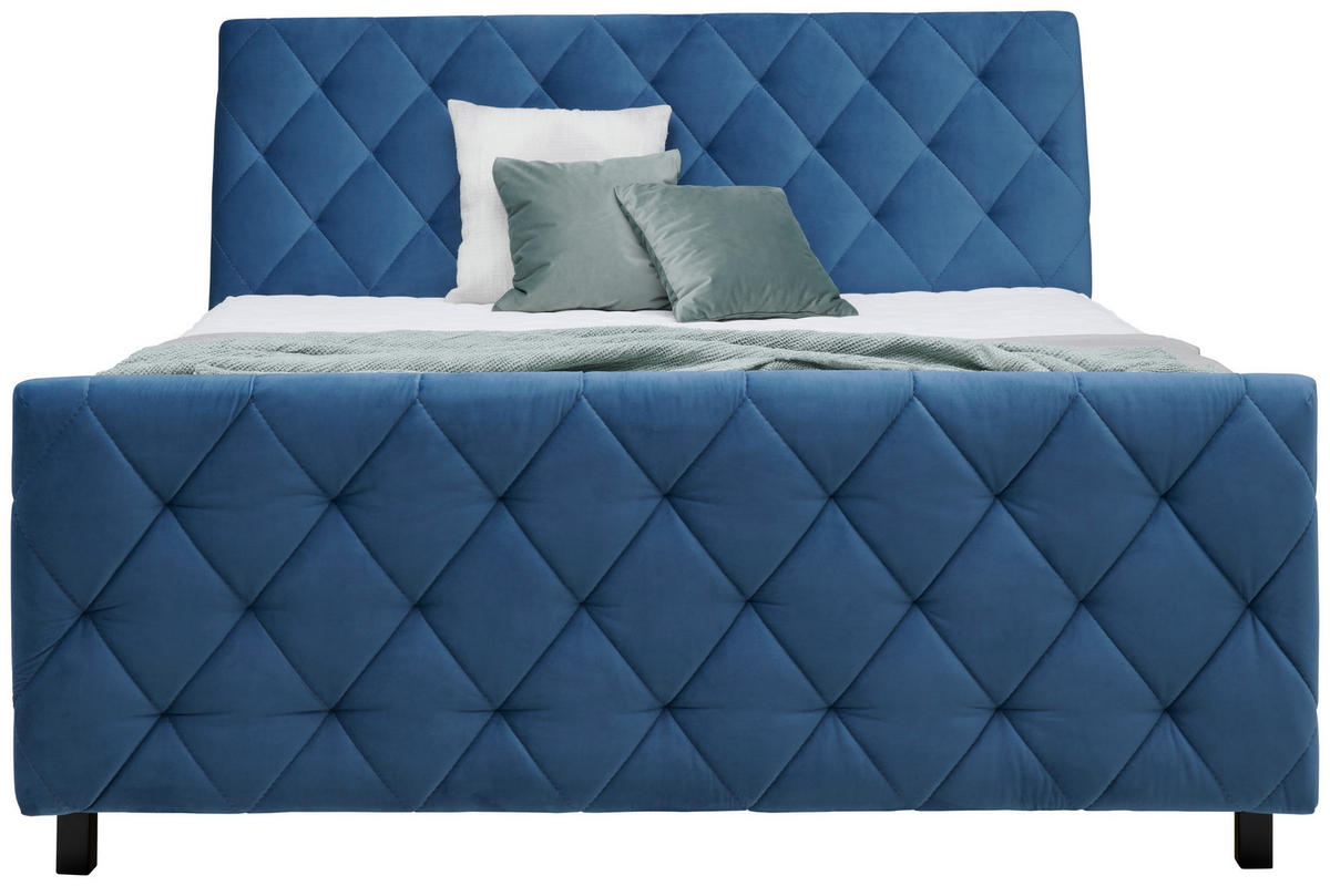 BOXSPRINGBETT 180/200 cm  in Blau  - Blau/Schwarz, KONVENTIONELL, Holz/Textil (180/200cm) - Ti'me