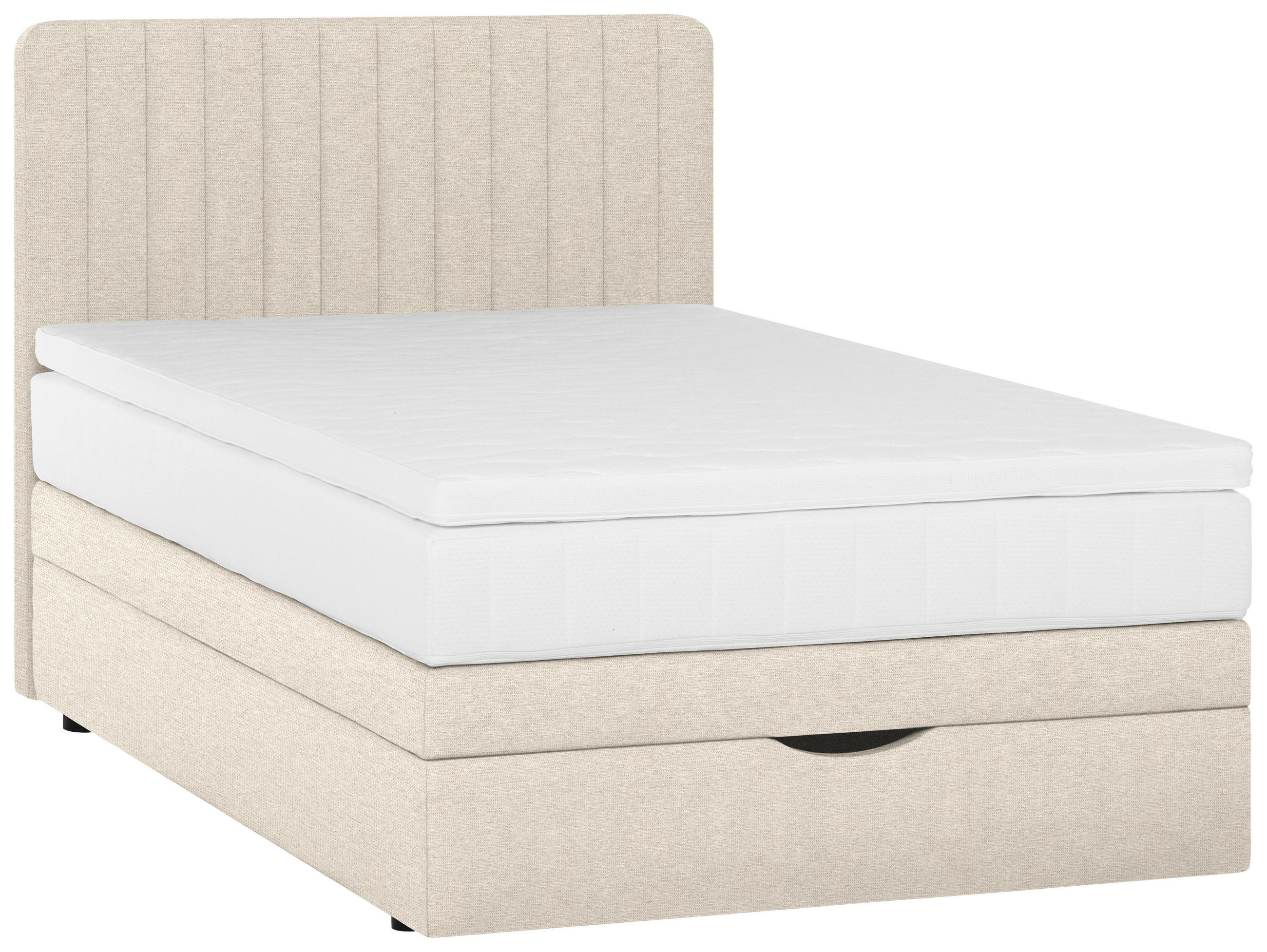 BOXSPRINGBETT 140/200 cm  in Beige  - Beige/Schwarz, KONVENTIONELL, Holzwerkstoff/Kunststoff (140/200cm) - Welnova
