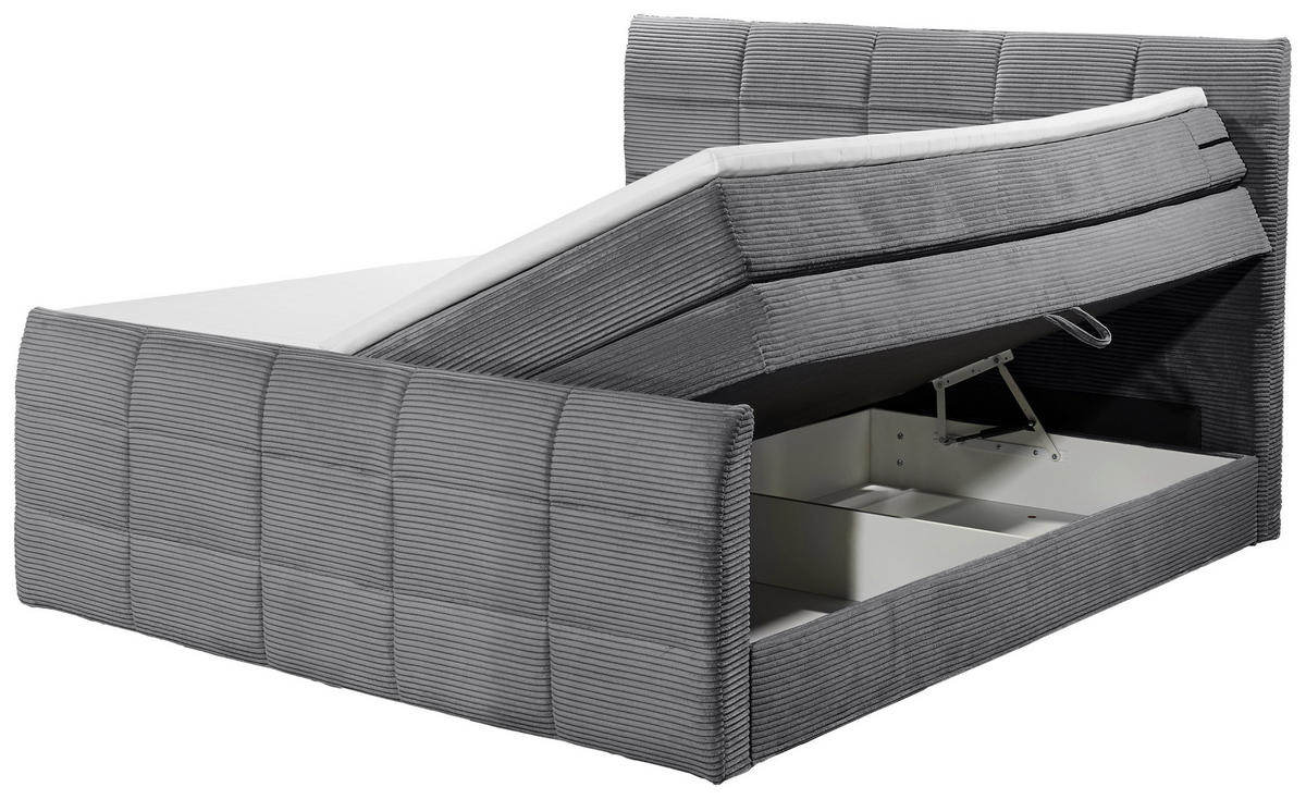 BOXSPRINGBETT 180/200 cm  in Dunkelgrau  - Dunkelgrau/Schwarz, Modern, Holzwerkstoff/Kunststoff (180/200cm) - MID.YOU